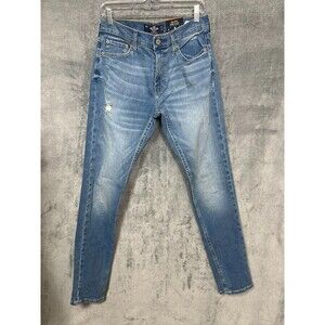 Hollister Men’s Jeans Size 31x34 – Epic Flex Skinny Fit, Distressed Blue Denim M